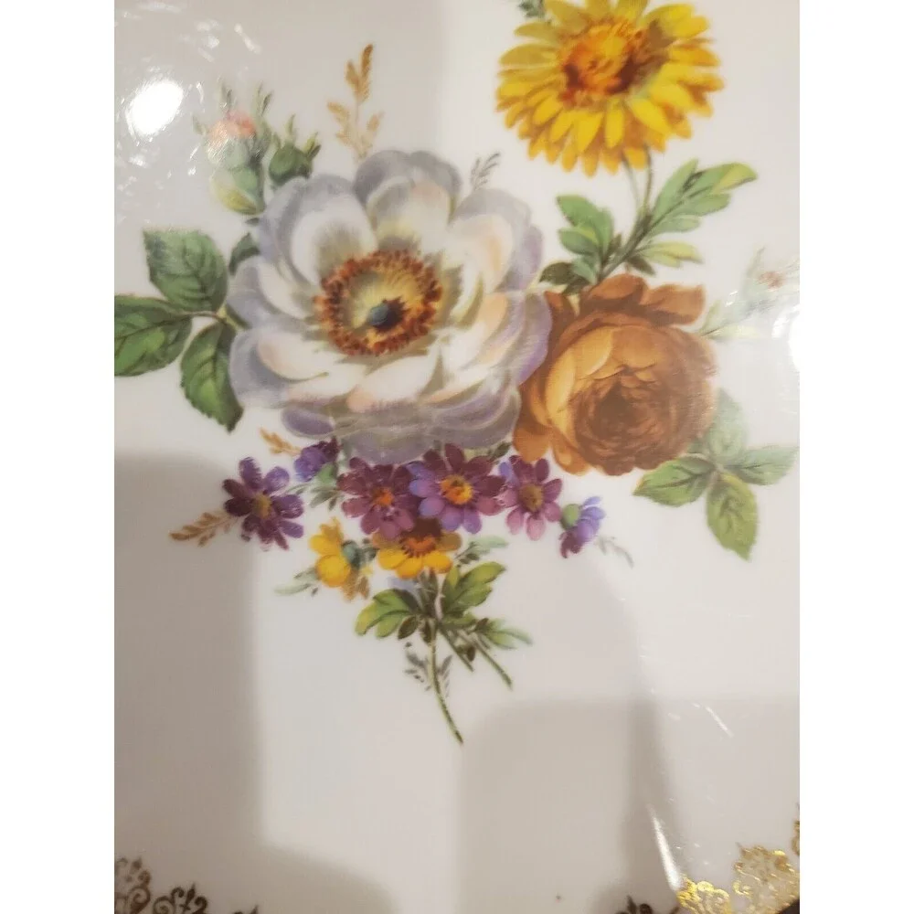 LES Limoges Flower Floral Dinner Plate Vintage Antique